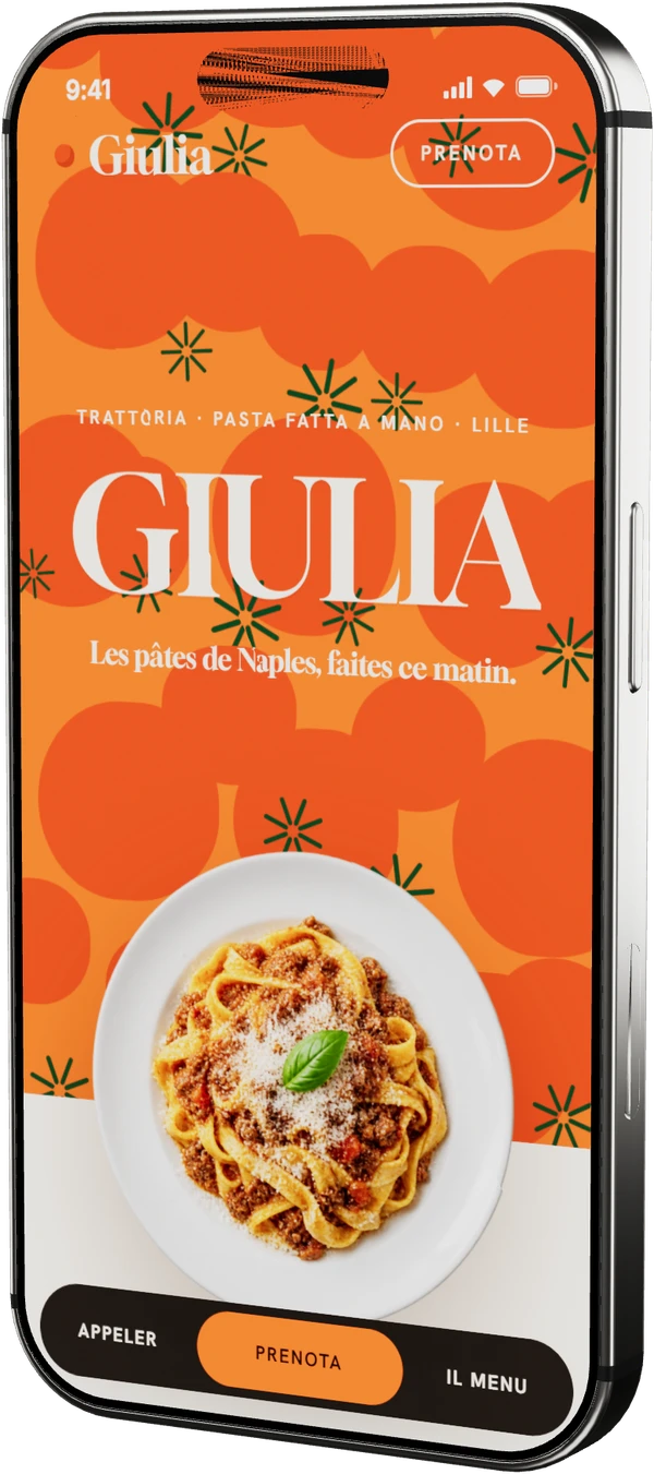 Démonstration Giulia : site d'une trattoria sur iPhone